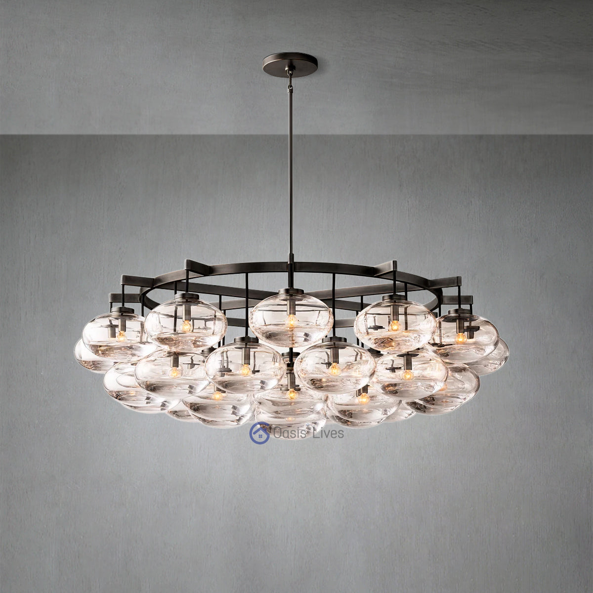 Cabrette Clear Glass Round Chandelier 60"