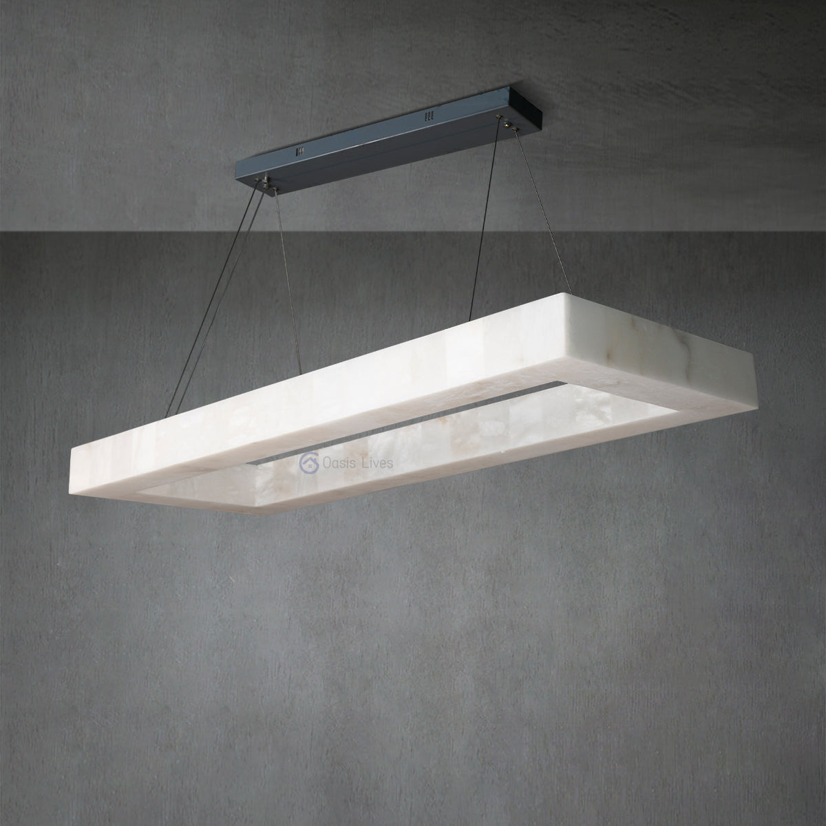 Rivage Rectangular Calcite Chandelier 54" - Oasislives