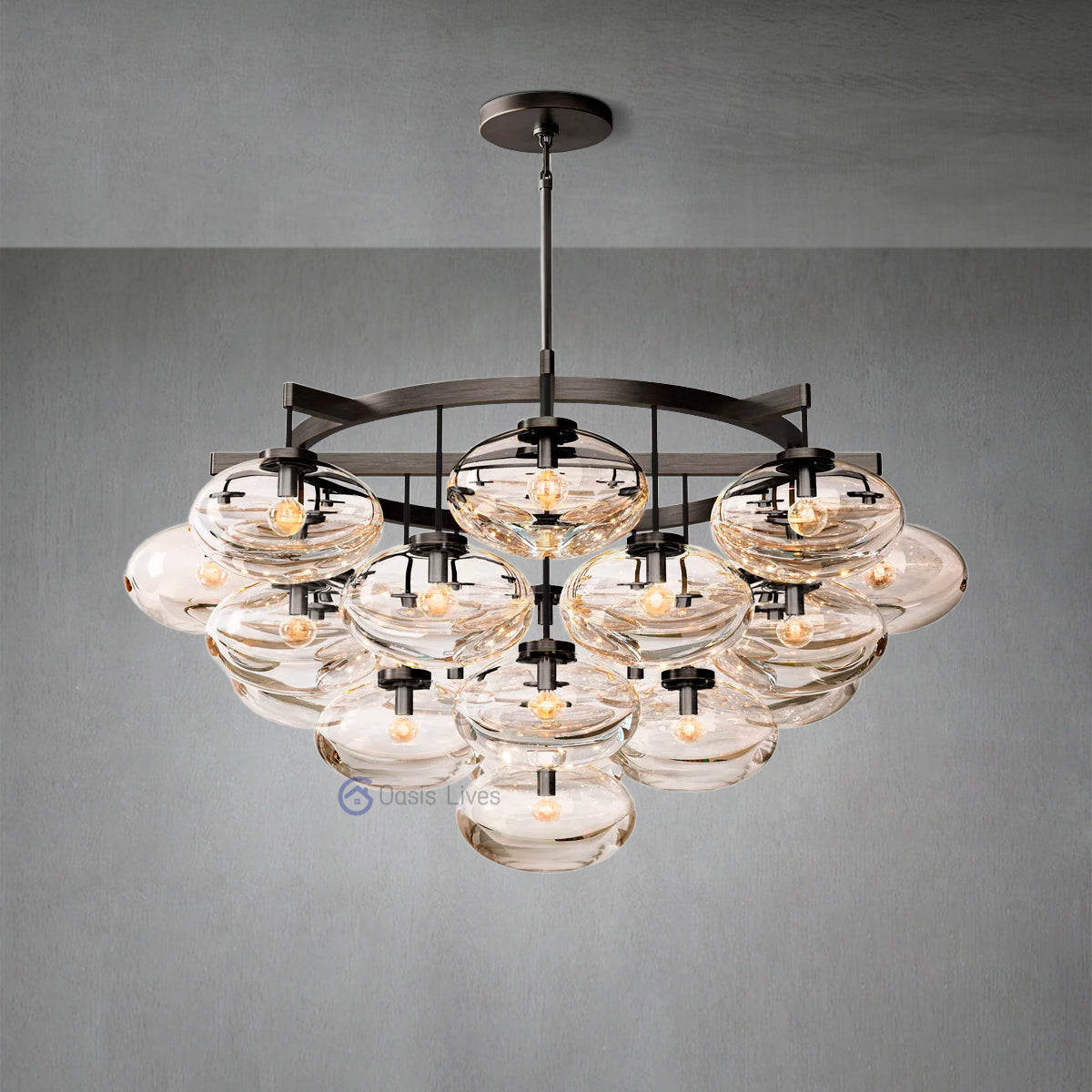 Cabrette Clear Glass Round Chandelier 48"