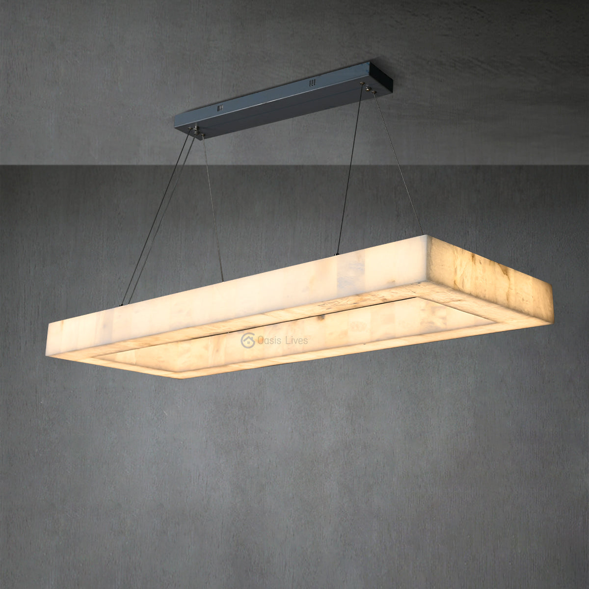 Rivage Rectangular Calcite Chandelier 54" - Oasislives