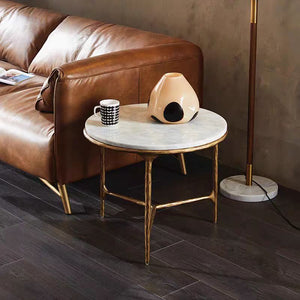 Hand-forged Marble Round Side Table 3 Table Leg 24"D - Oasislives