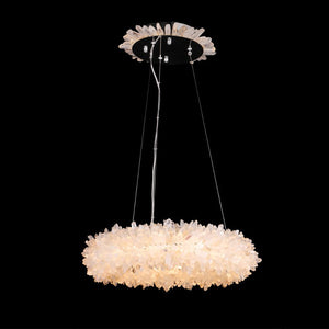 24-47 Inch Round Clear Geode Quartz Crystal Ring Pendant Light Modern Chandelier for Living Room
