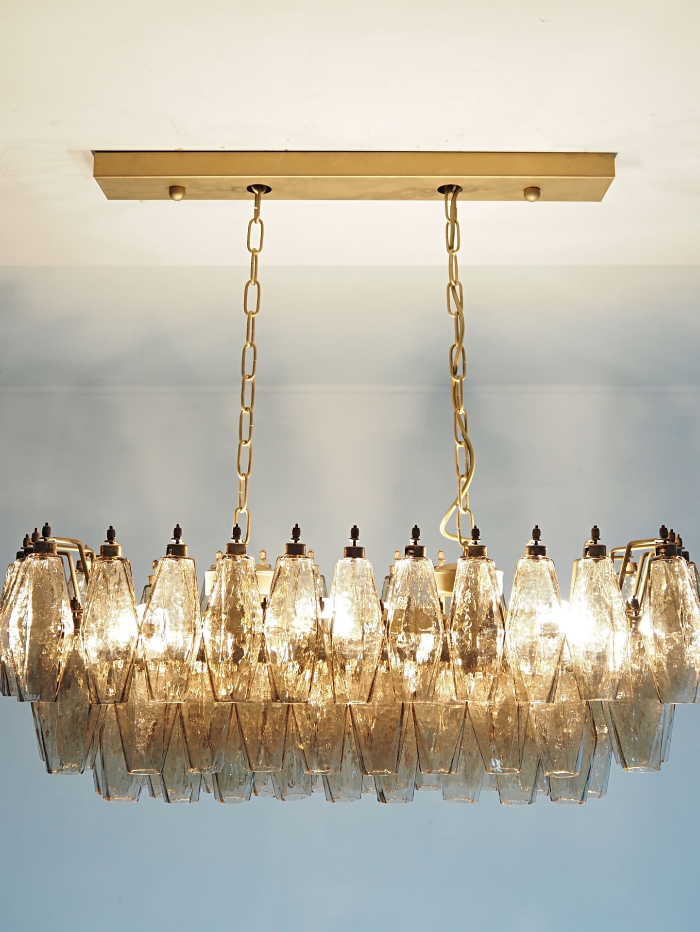 Murano Chandelier – Poliedri – 84 glasses – Smoked