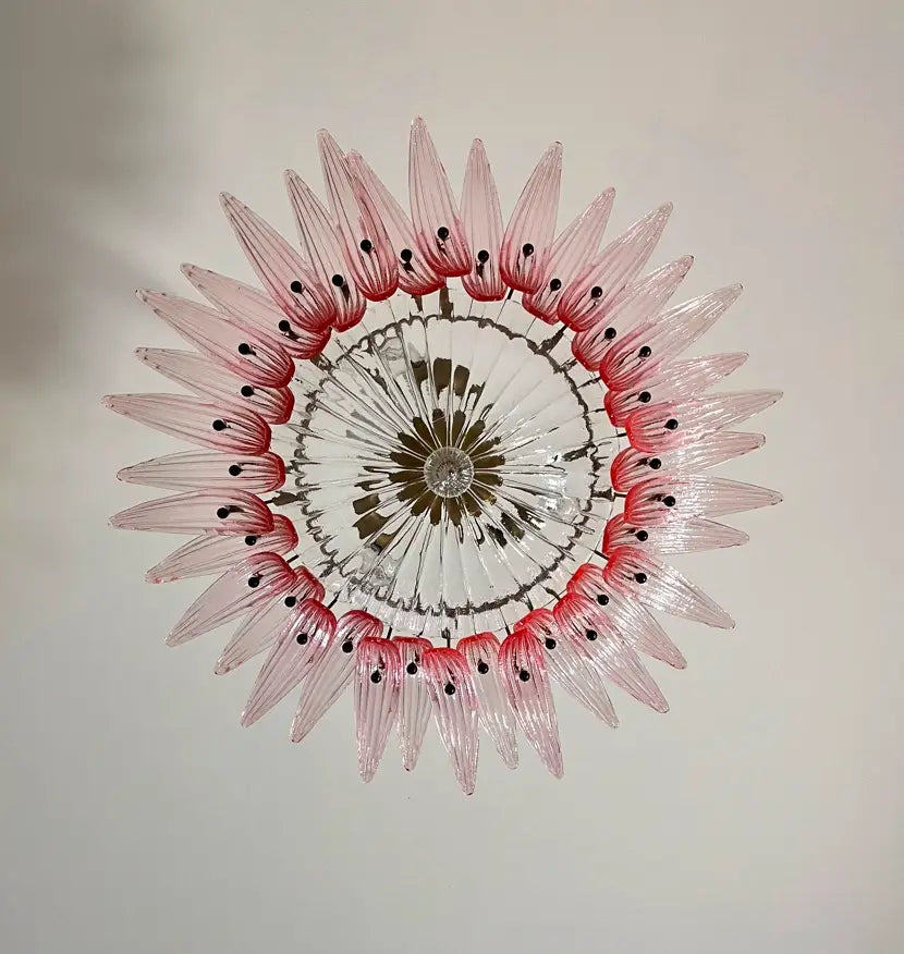 Murano Chandelier 36 Pink Palmette Glass