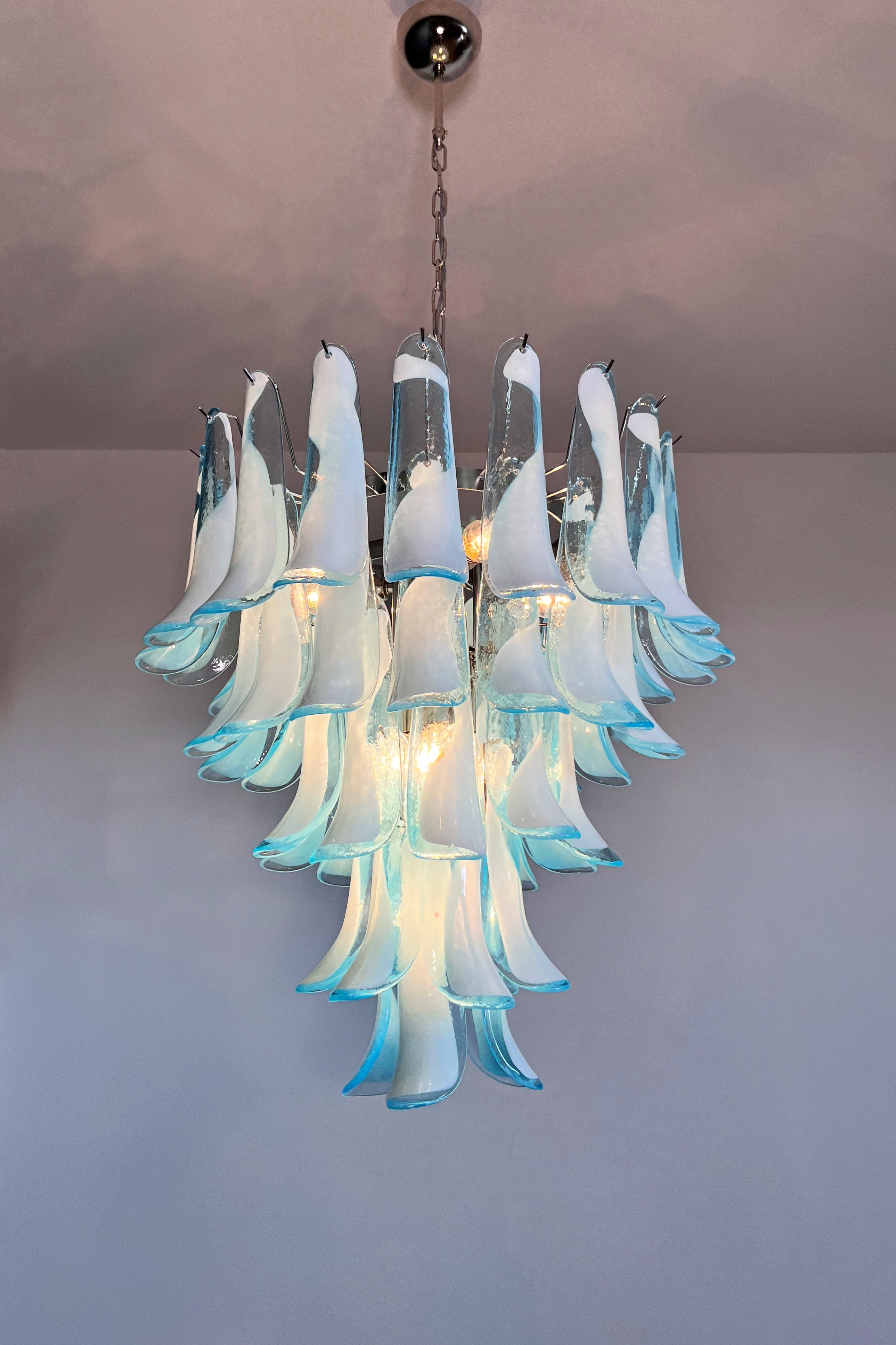 Murano Chandelier 52 Blue Petal Glass