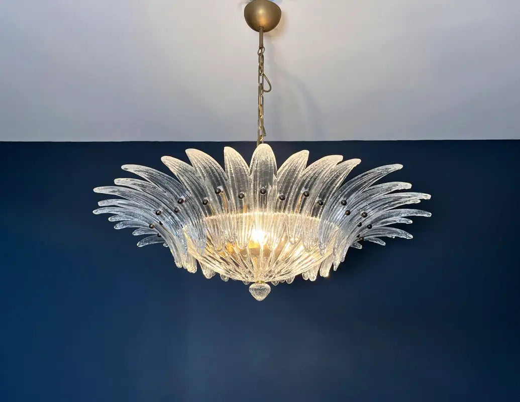 Murano Chandelier 36 Clear Palmette Glass