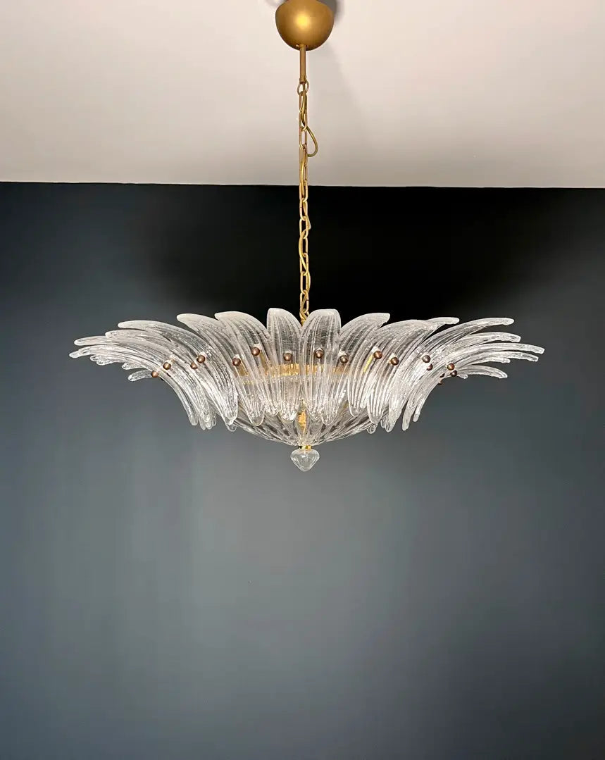 Murano Chandelier 36 Clear Palmette Glass