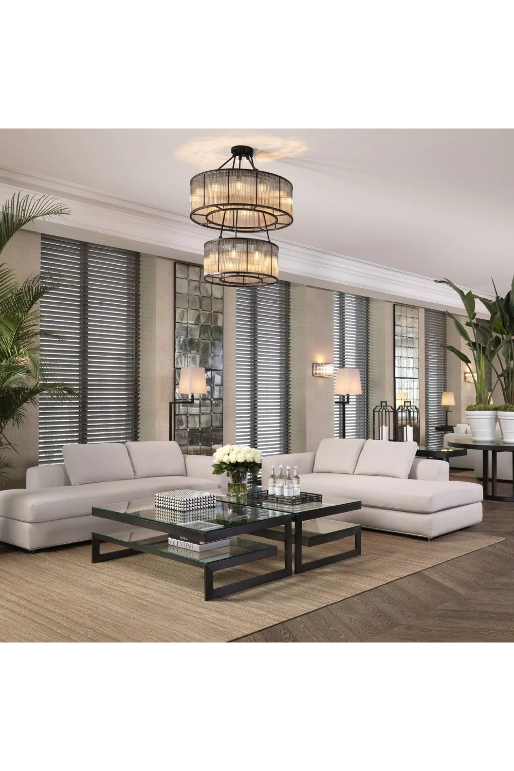 Bernardi Glass 2-Tier Round Chandelier