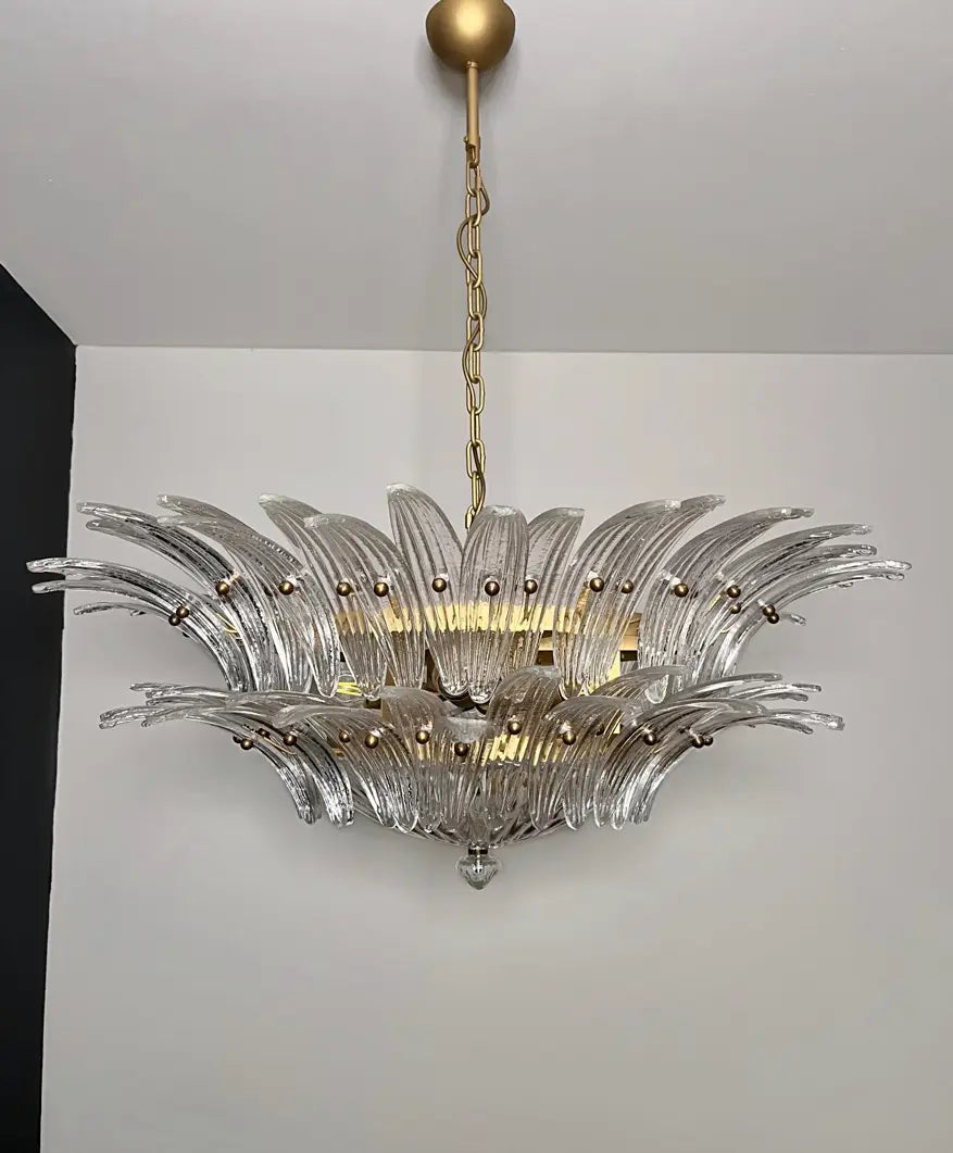 Murano Chandelier 82 Clear Palmette Glass