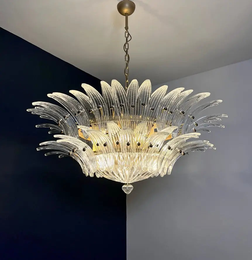 Murano Chandelier 82 Clear Palmette Glass
