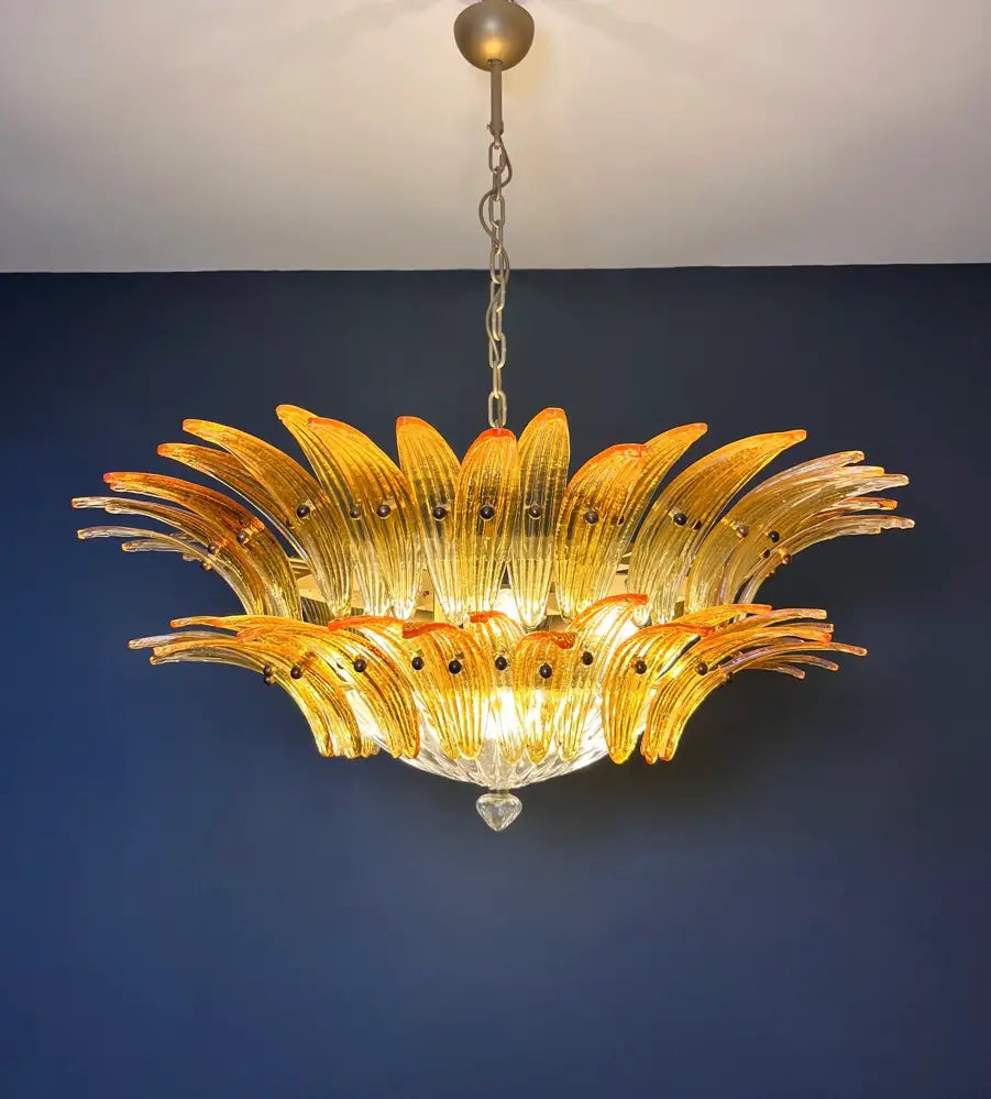 Murano Chandelier 82 Yellow Palmette Glass