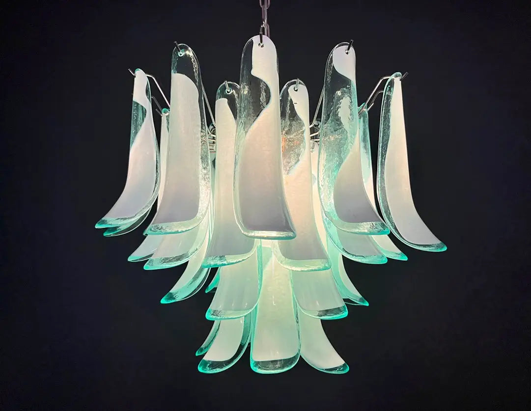 Murano Chandelier 36 Turquoise Petal Glass