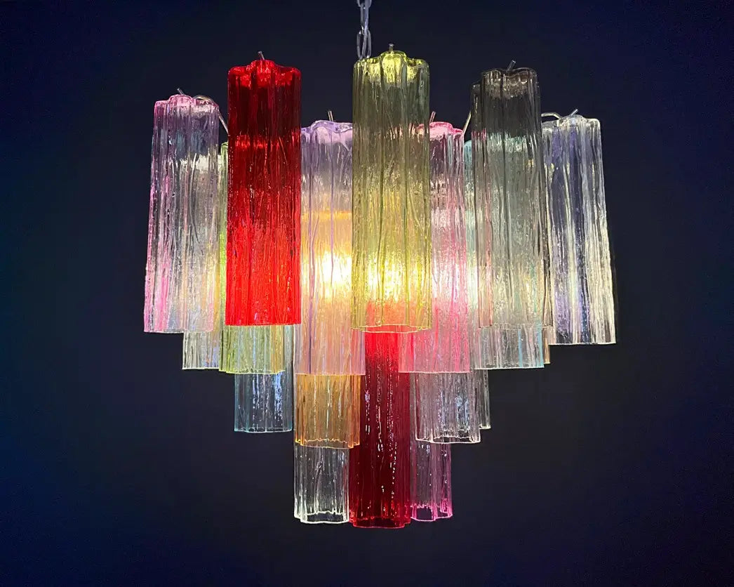 Murano Chandelier 36 Multicolored Tube Glass