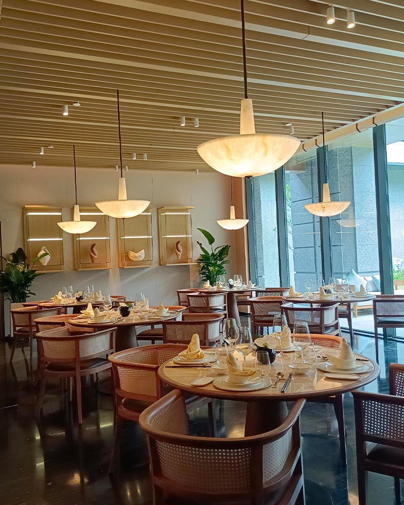 Domus Alabaster Round Bowl Ceiling Pendant Light 20in 28in