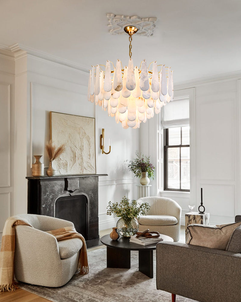 Nordic Creativity Tiered Alabaster Chandelier lighting for foyer entrances dining