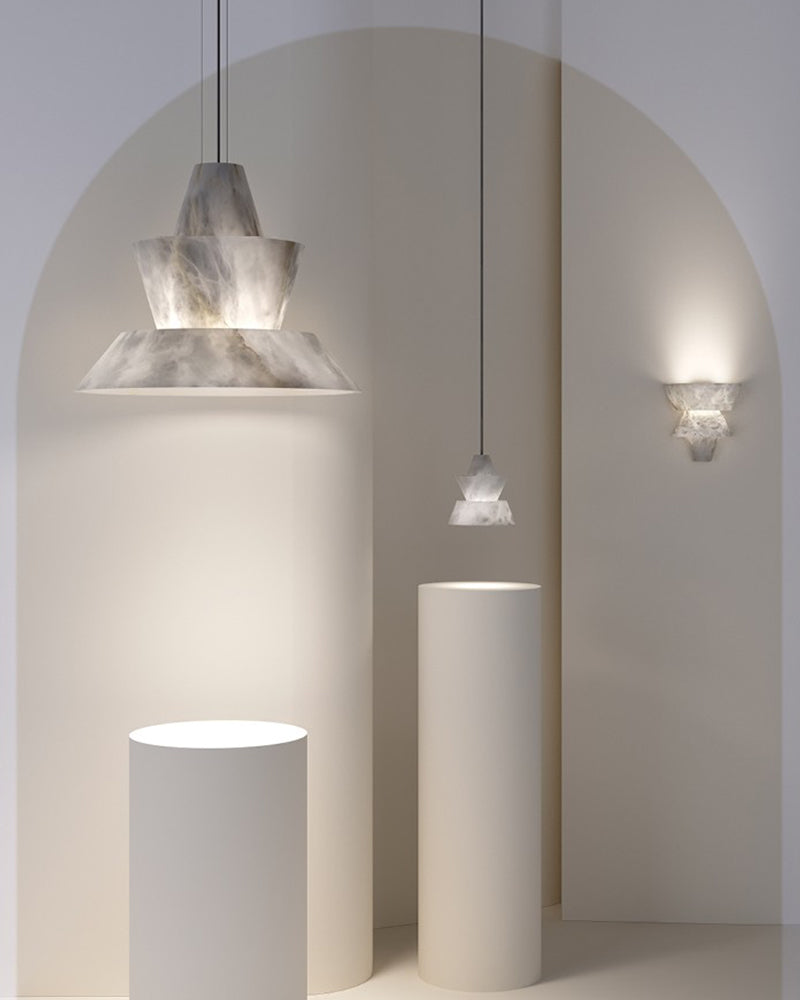 Brianna Alabaster Dining Table Pendant Modern Stacked Conical Pendant Light