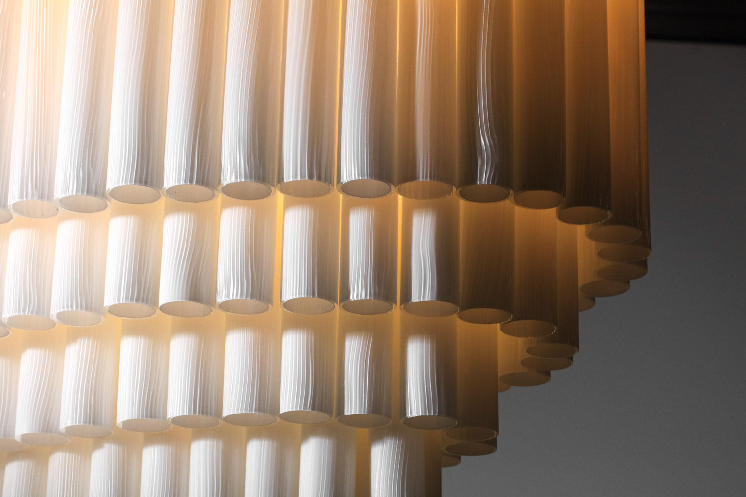 Large Ovel Chandelier Murano Glass 120 White Cylinders 70’s