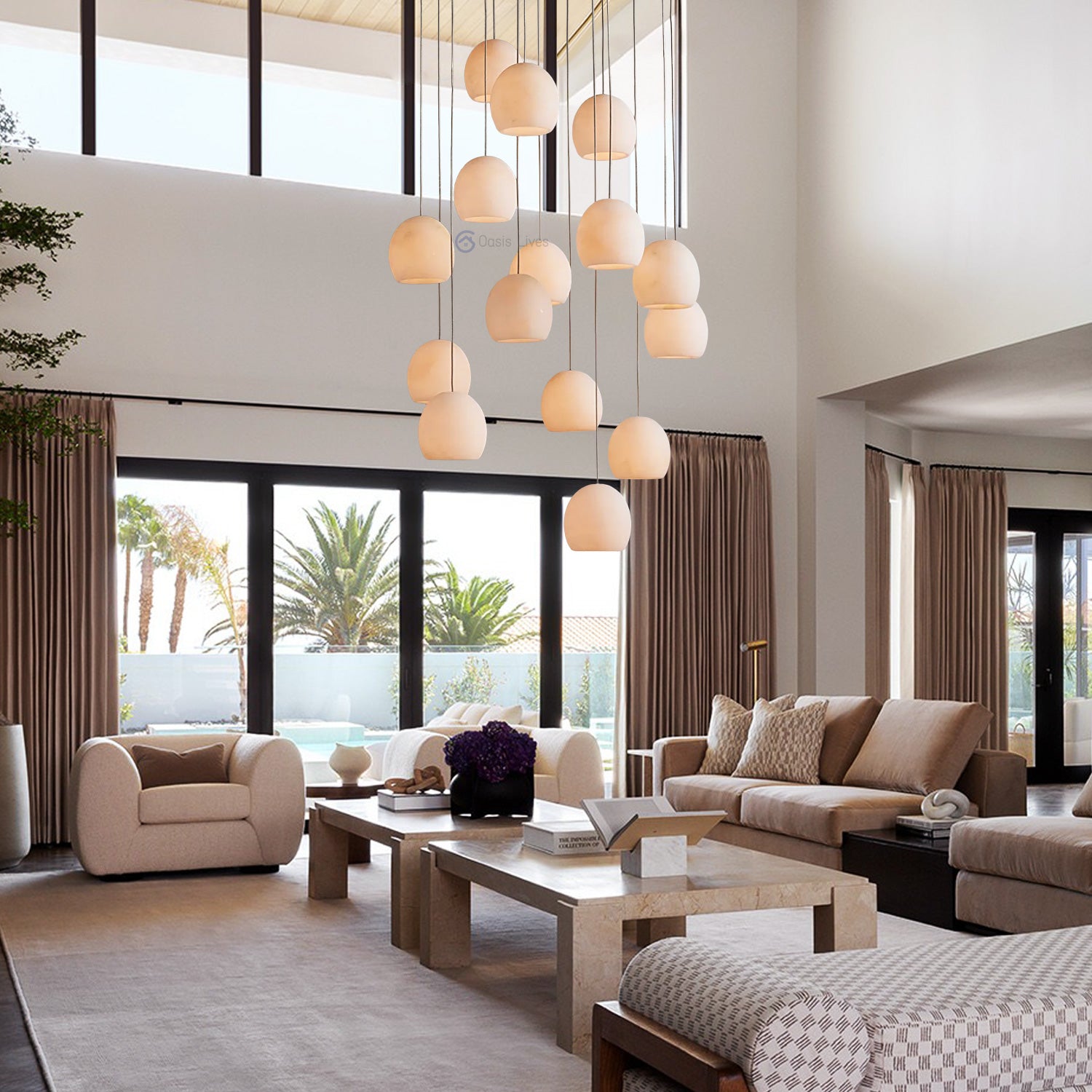 Arica Alabaster Round Chandelier