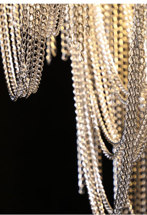 Pensy Luxury Hardware Aluminum Chain Tassel Long Branch Chandelier W35" - Oasislives
