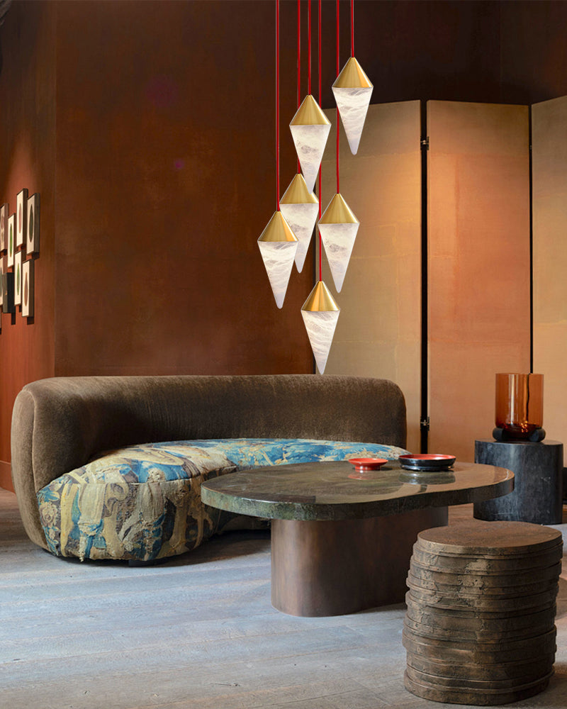 Minimalist Style Cone Alabaster Pendant Light for living room,4.3" Dia