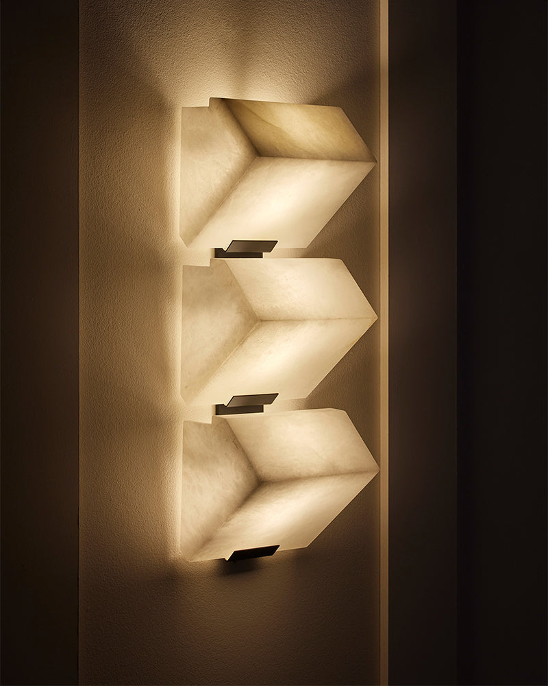 3-light Cone Alabaster Shade LED Wall Lamps Brushed Bronze 6"in