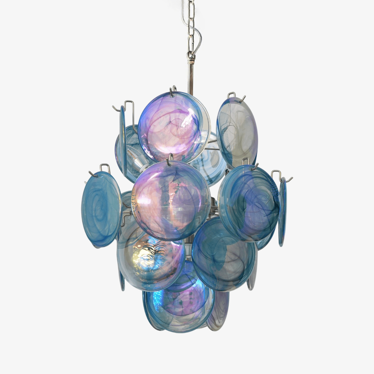 Blue Murano Disc Glass Chandelier