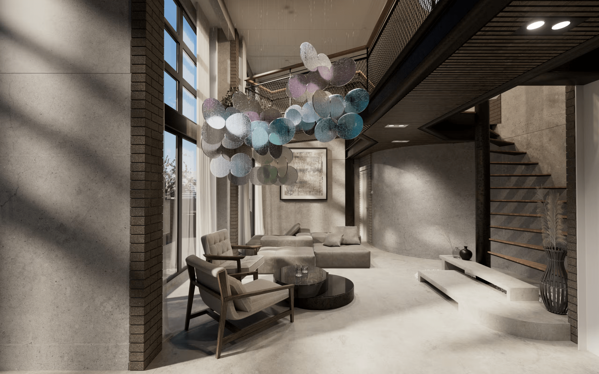 Clouds Iridescent Disc Chandelier