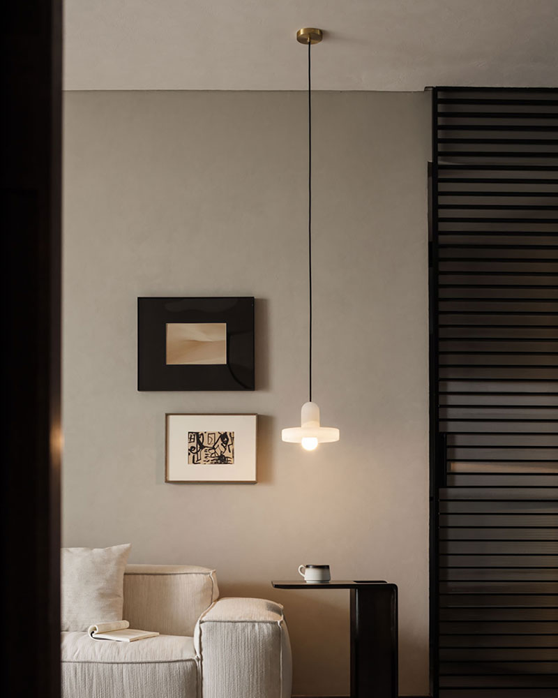 White Alabaster Kitchen Island Pendant Lamp Dia 8Dia 5.9” Height 1-bulb