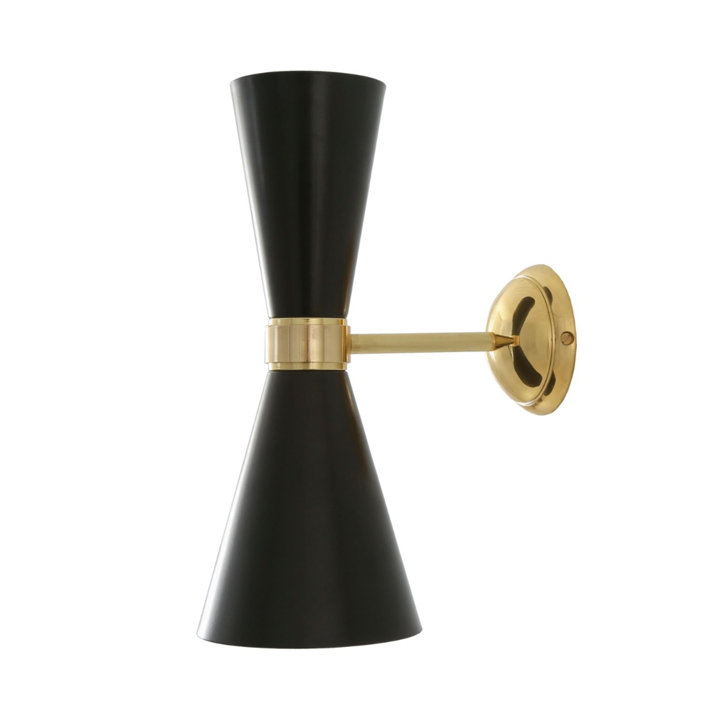 Cairo Mid-Century Double Cone Brass Wall Sconce