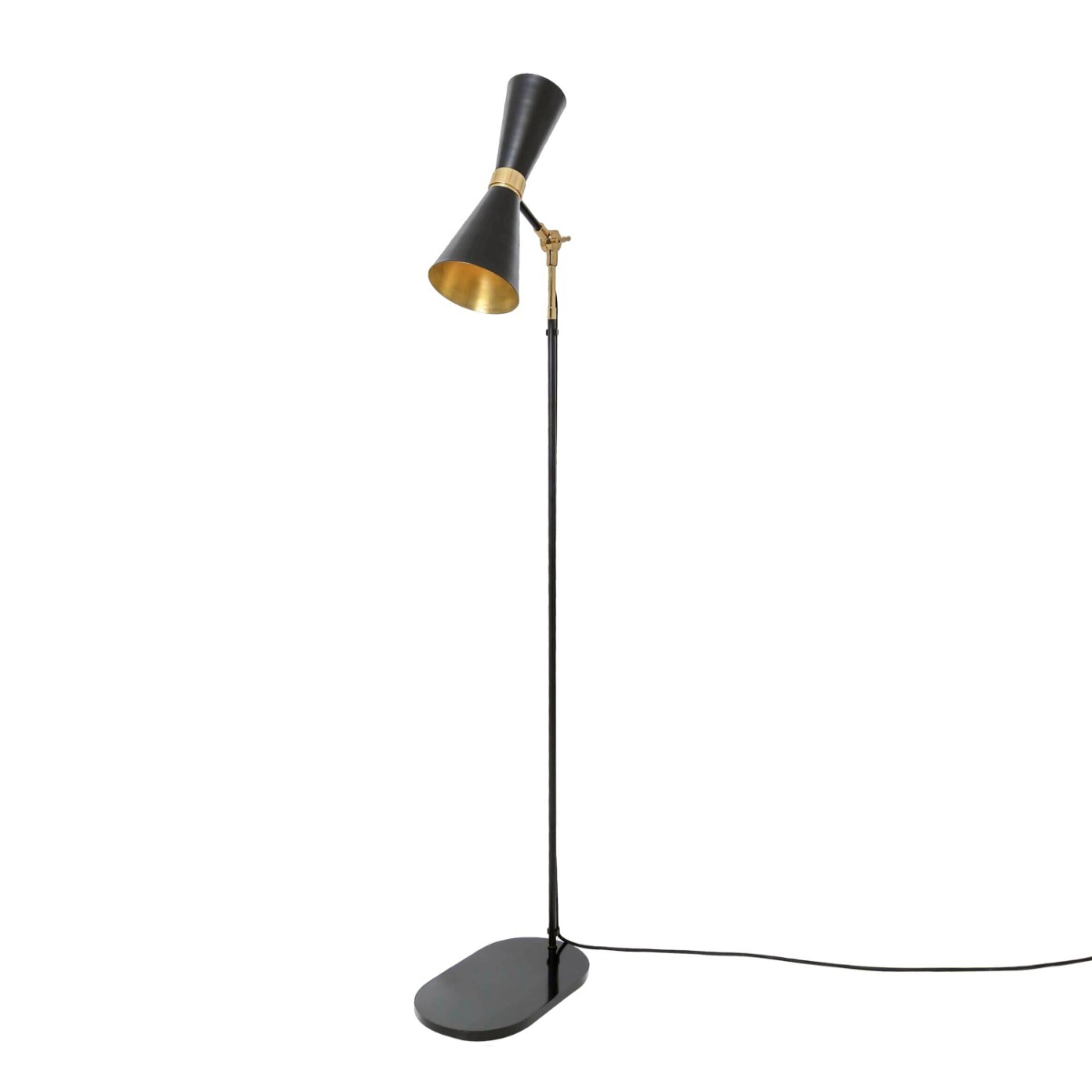 Cairo Mid-Century Brass Floor Lamp