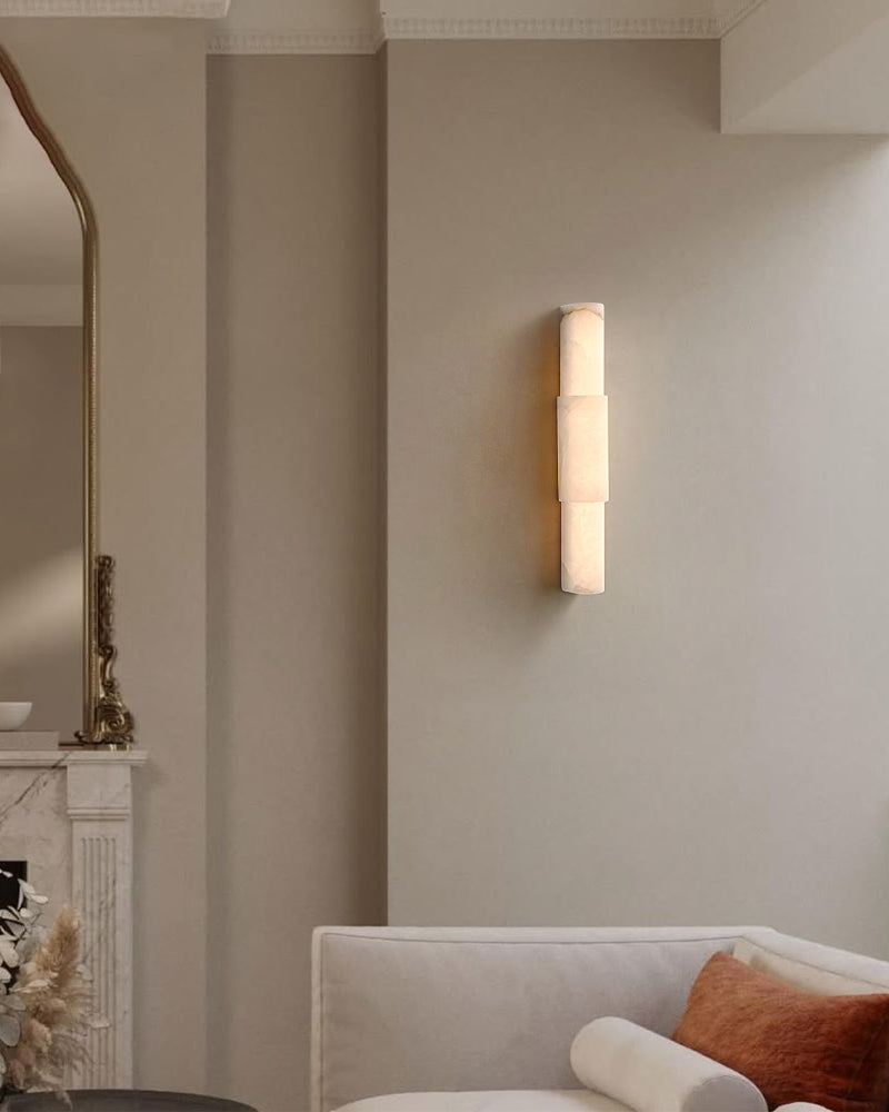 Minimalist Half Cylinder White Alabaster Wall Washer Sconces for living room