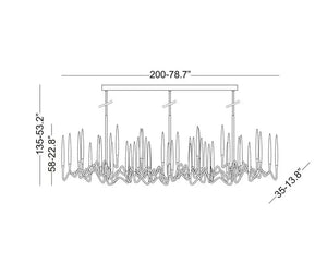 Pezzo Crystal Long Chandelier L78'' 59'' 40''