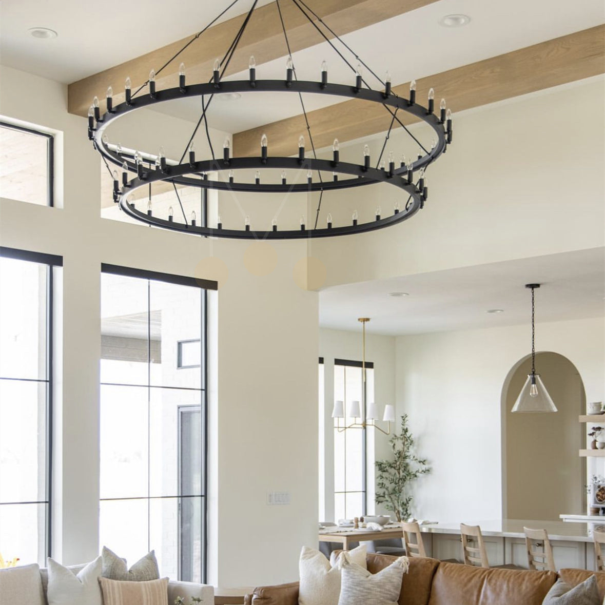 Camina Luxury Vintage Filament Round Chandelier, Classic Chandelier Lighting Fixture