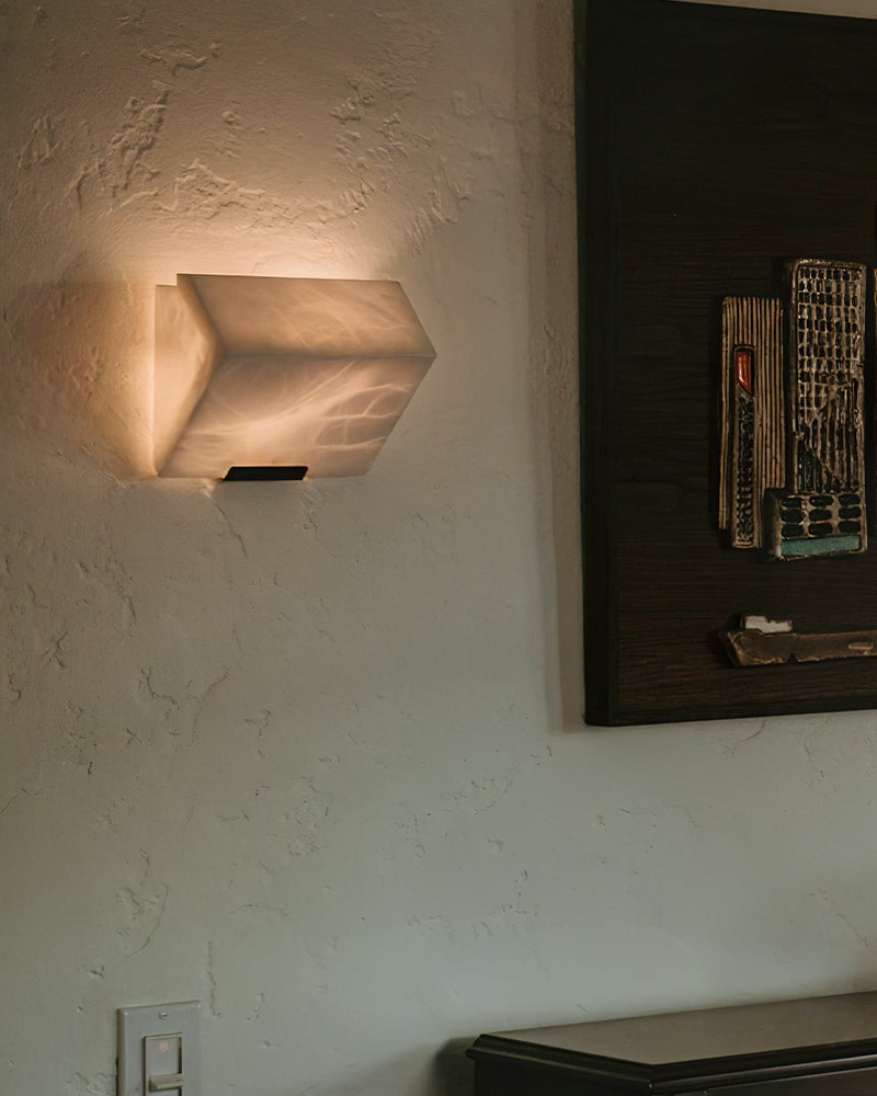 1-light Cone Nature Marble Stone Wall Sconces Brushed Bronze 6"in