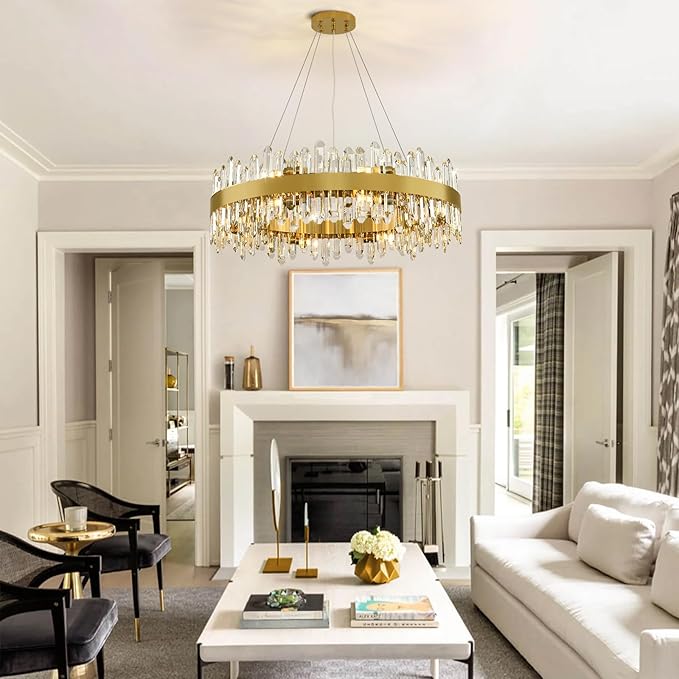 MDEGLYO Modern Crystal Round Chandelier