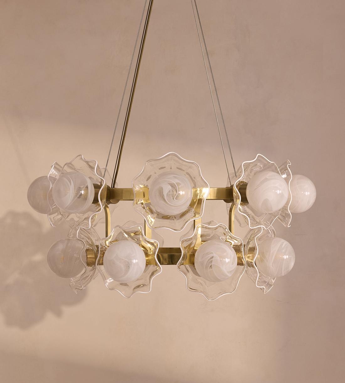 Holly Glass Chandelier 32"W