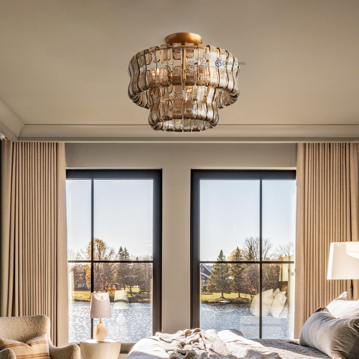 Amor 2-Tier Glass Round Flushmount 18" - Oasislives