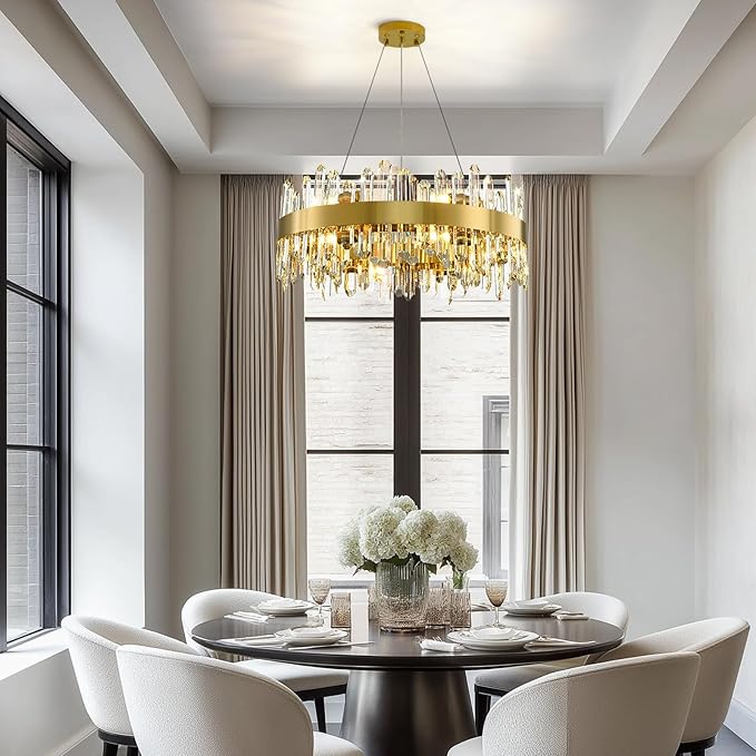 MDEGLYO Modern Crystal Round Chandelier