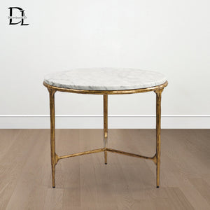Hand-forged Marble Round Side Table 3 Table Leg 24"D - Oasislives
