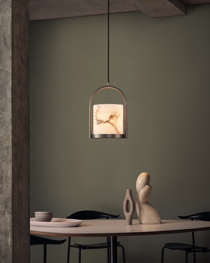 Marble Cortland Indoor Pendant Light 8" Matte Black/Brass Finish, Mini Pendant Collection