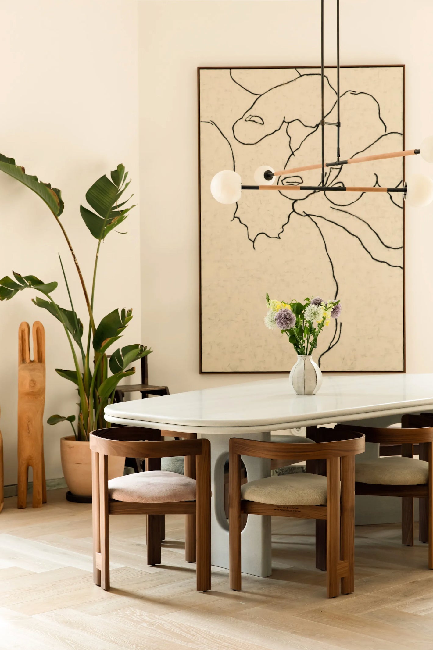 Leather and Alabaster Mobile Chandelier