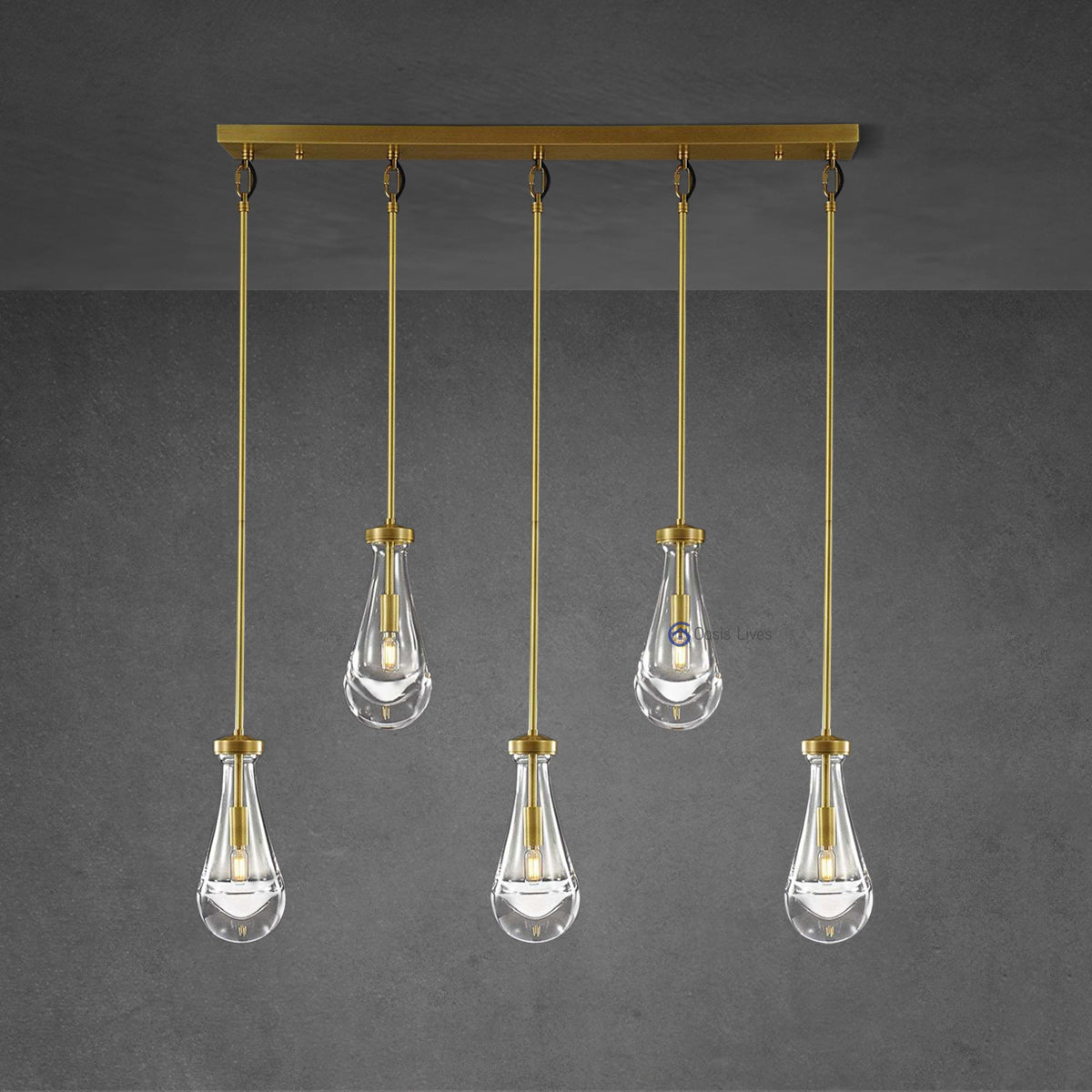 Raindrop Rectangular Chandelier 36"(Rod) - Oasislives