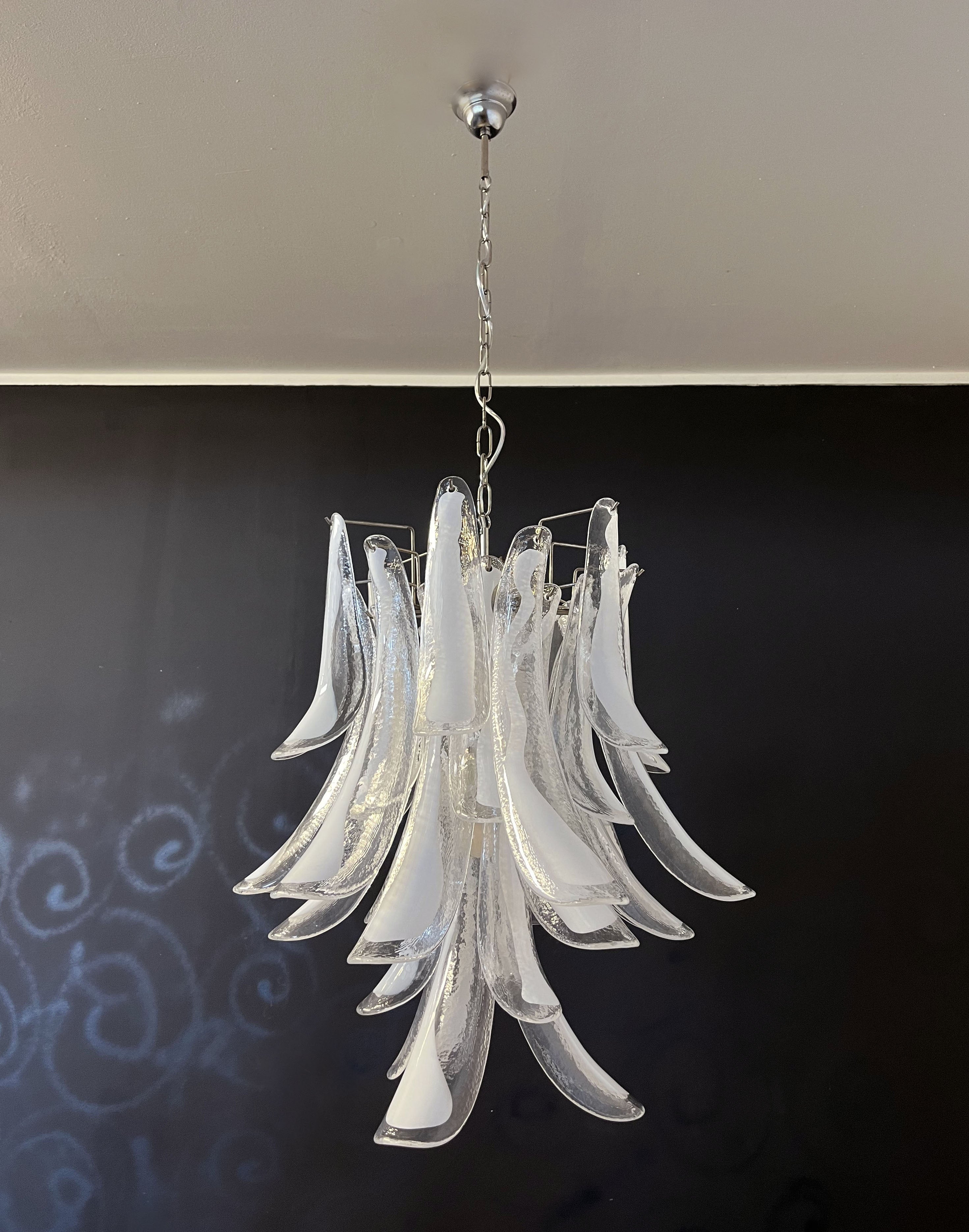 Murano Chandelier 30 Clear Petal Glass