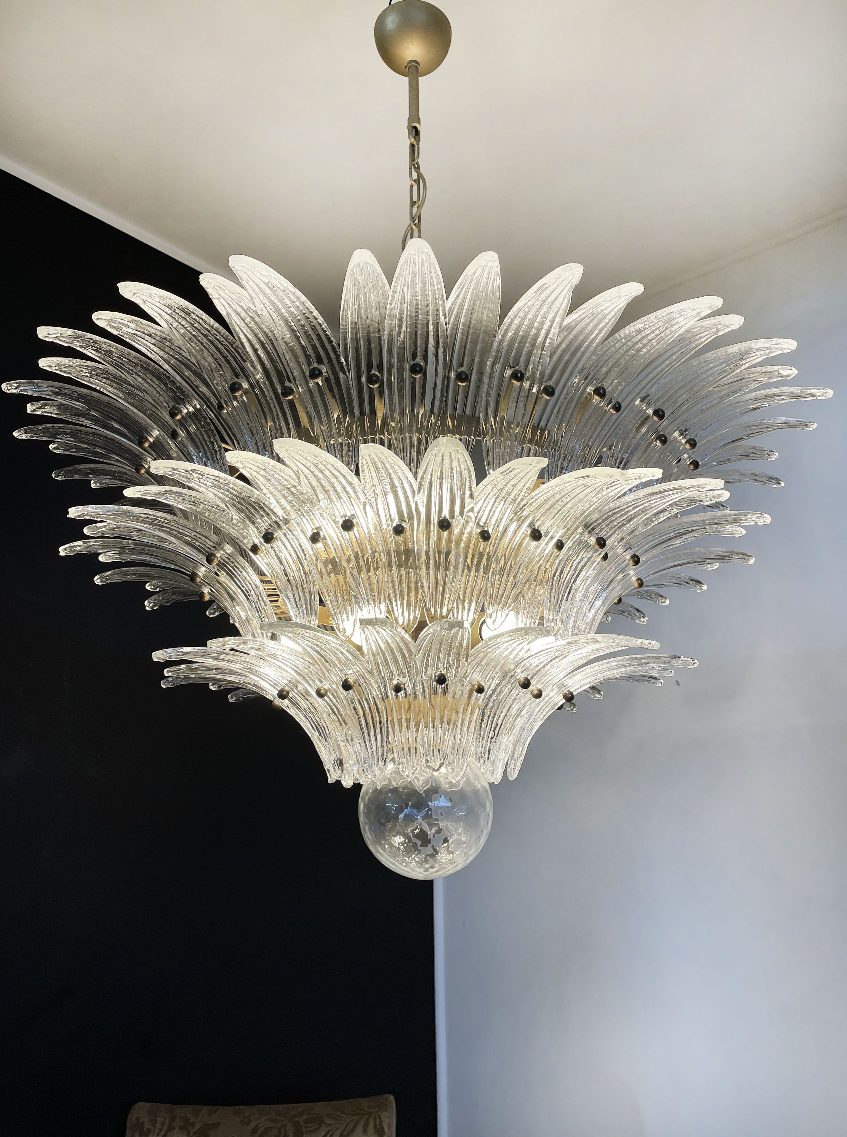 Murano Chandelier 104 Clear Palmette Glass