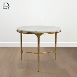 Hand-forged Marble Round Side Table 3 Table Leg 24"D - Oasislives