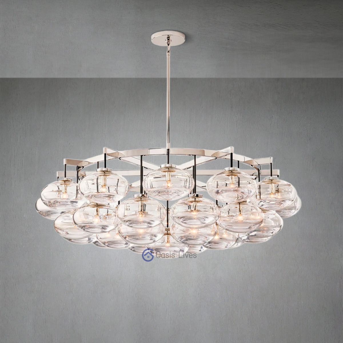 Cabrette Clear Glass Round Chandelier 60"