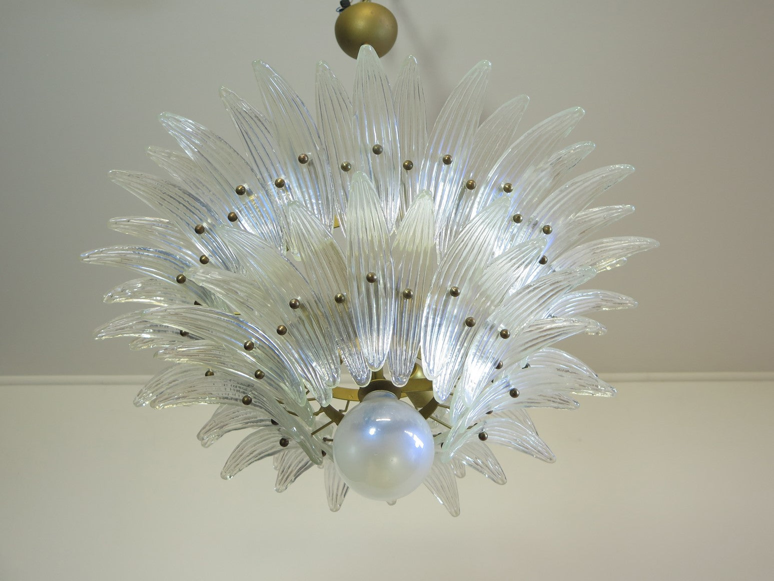 Murano Chandelier 58 Iris-Clear Palmette Glass