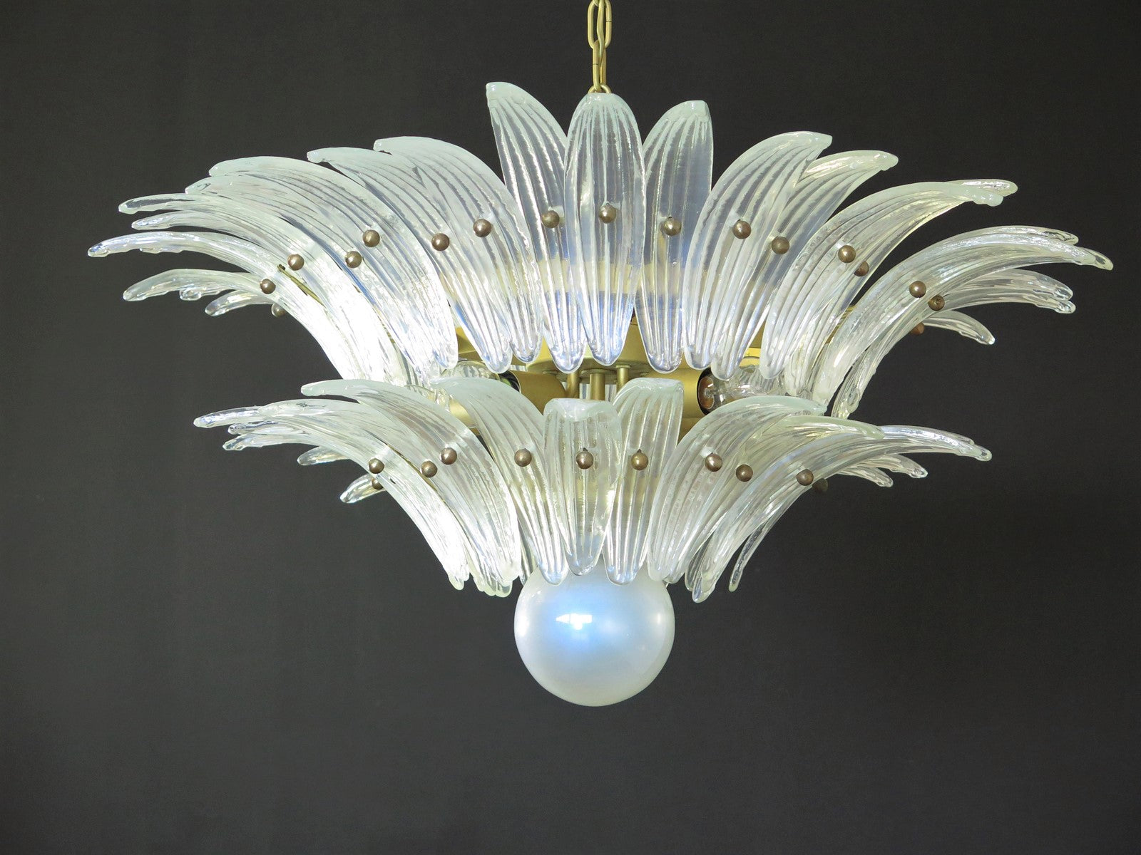Murano Chandelier 58 Iris-Clear Palmette Glass