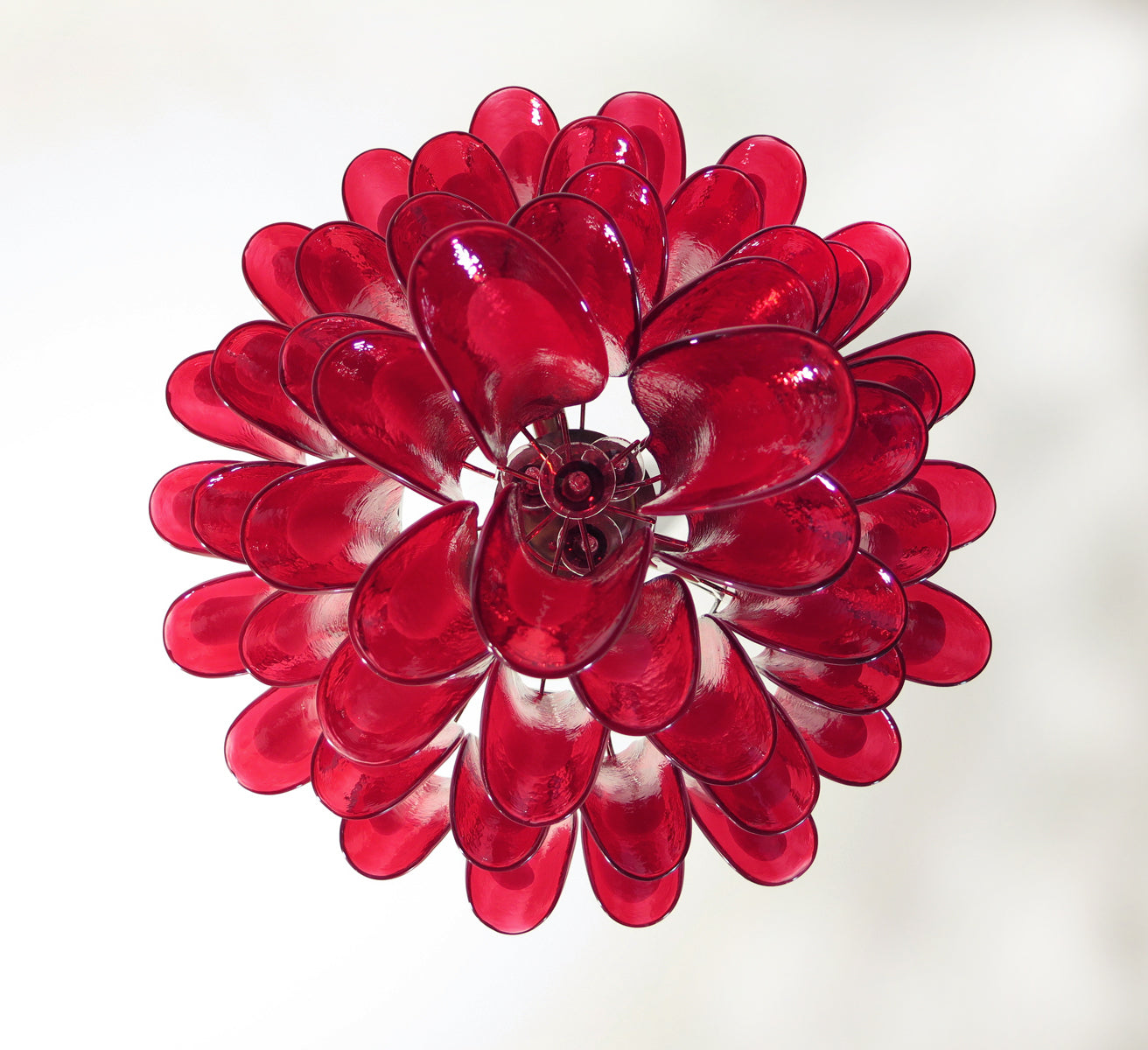 Murano Chandelier 52 Red Petal Glass