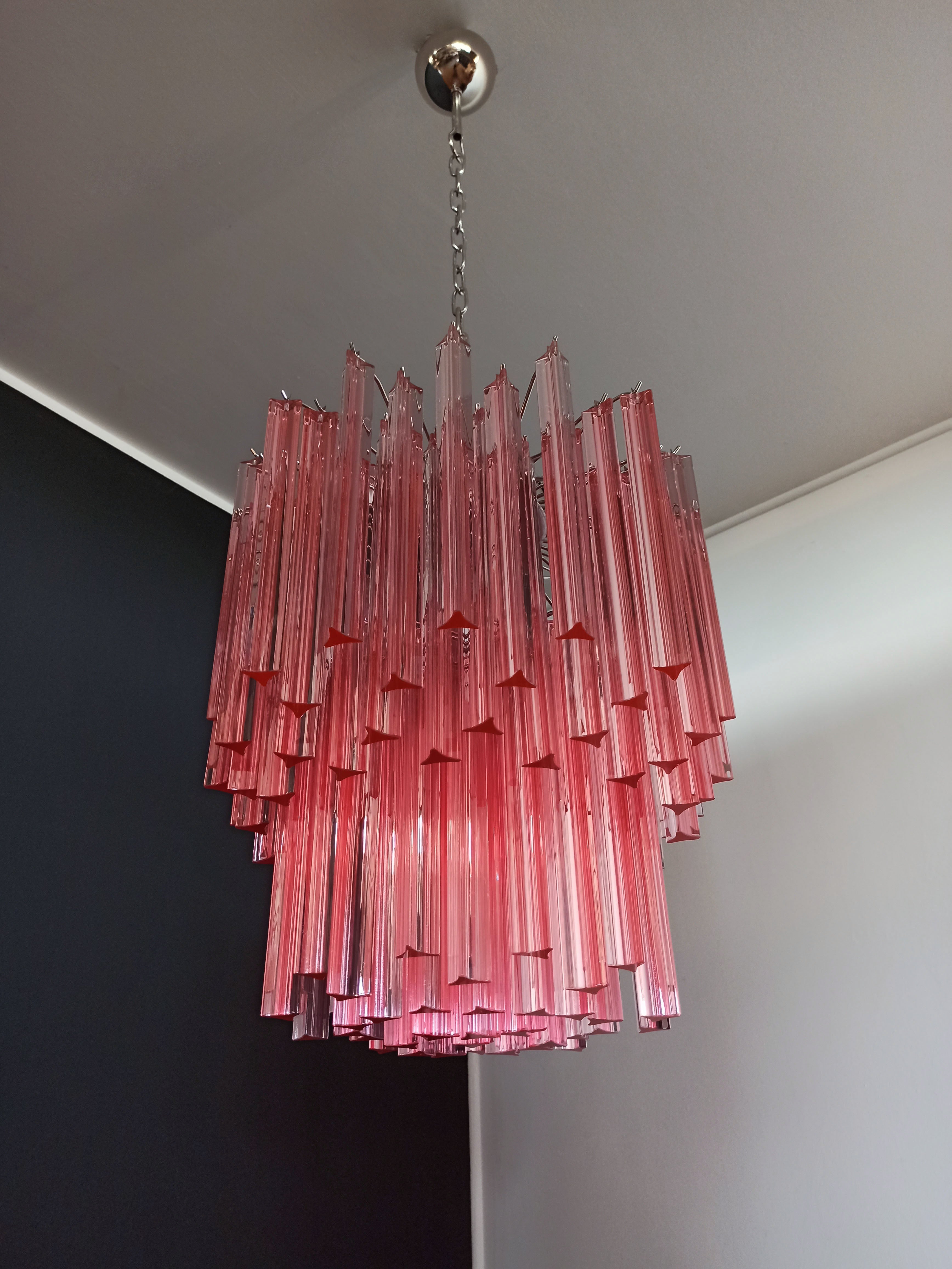 Murano Chandelier 107 Pink Prism Glass